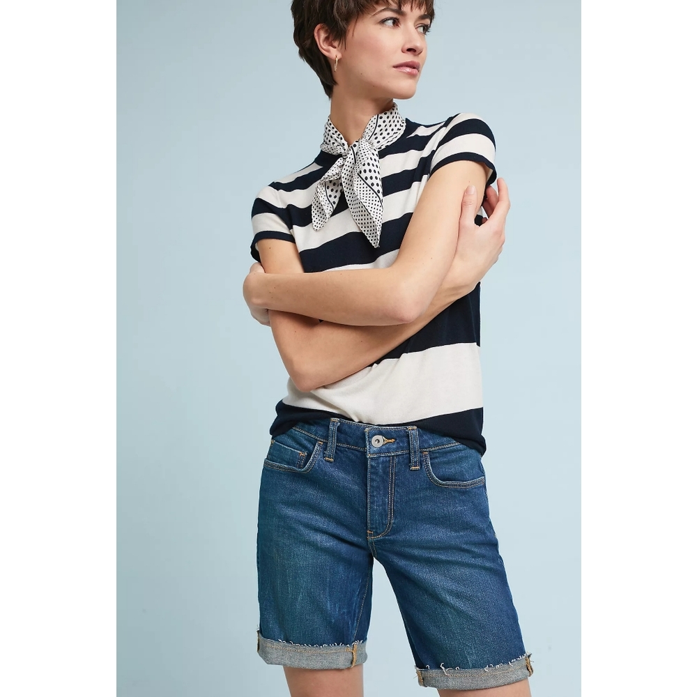 Anthropologie Pilcro Mid-Rise Slim Bermuda Shorts